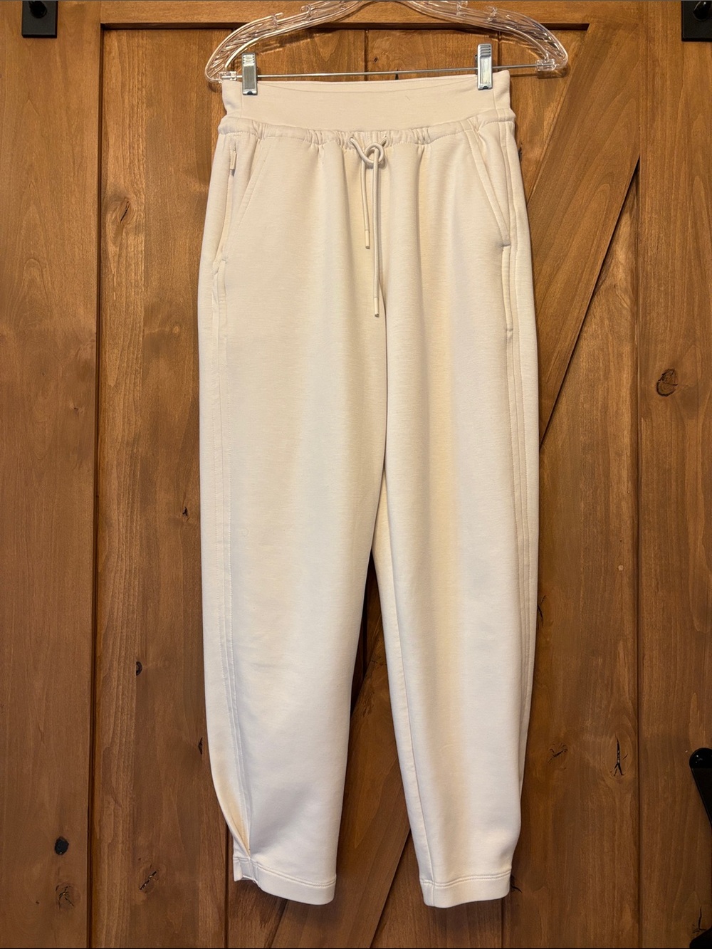 Athleta Cream Track Joggers with Drawstring Waist